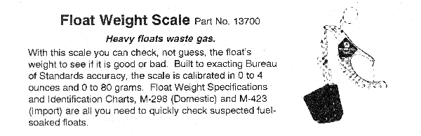 Carburetor Float Weight Scale