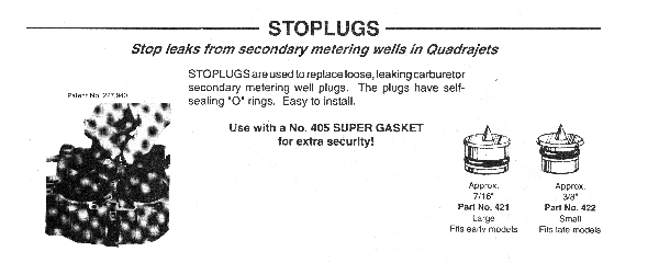 Carburetor Stop Plug